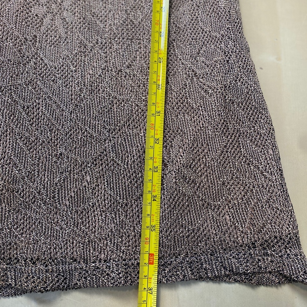 Vintage 80s Gold Bodycon XL Dress Crochet Metallic Knit Lace Cocktail Party Boho - Picture 7 of 11